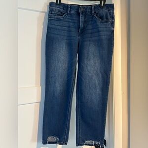 Mac and Me  Slim Straight High Rise Front Cut Out Hem